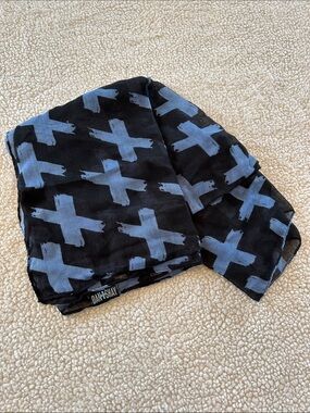 Dan + Shay Scarf - Black with Blue Cross Print